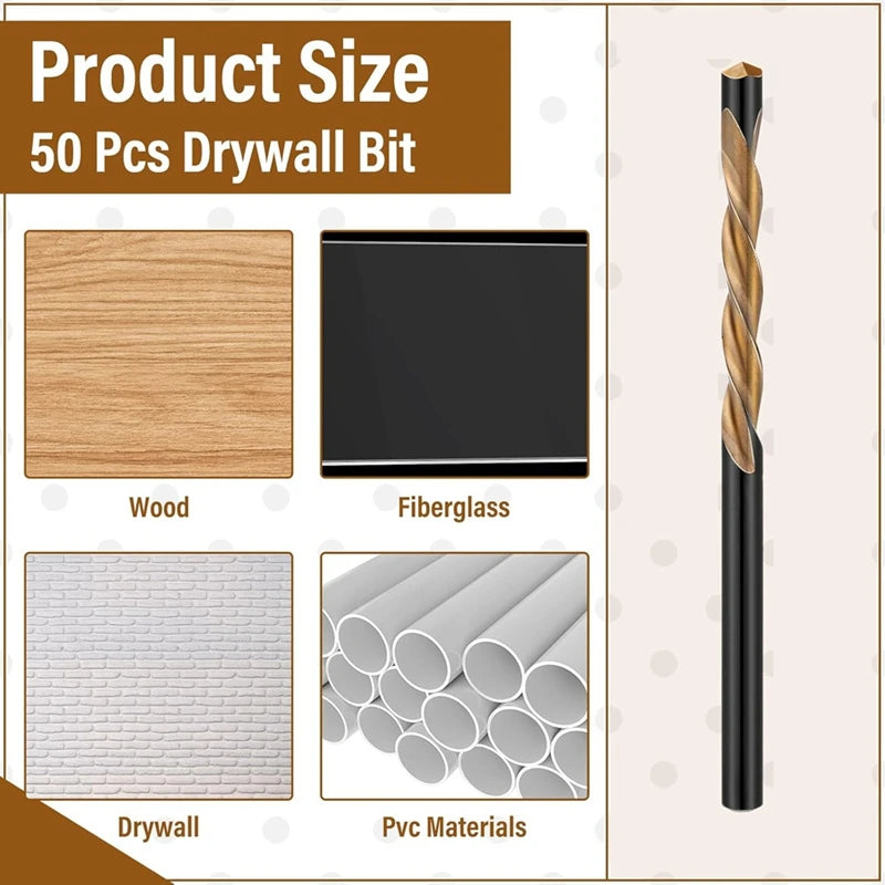 50Pcs 5/32 in Drywall Pilot Point Cutting Drill Bits For Spiral Saw