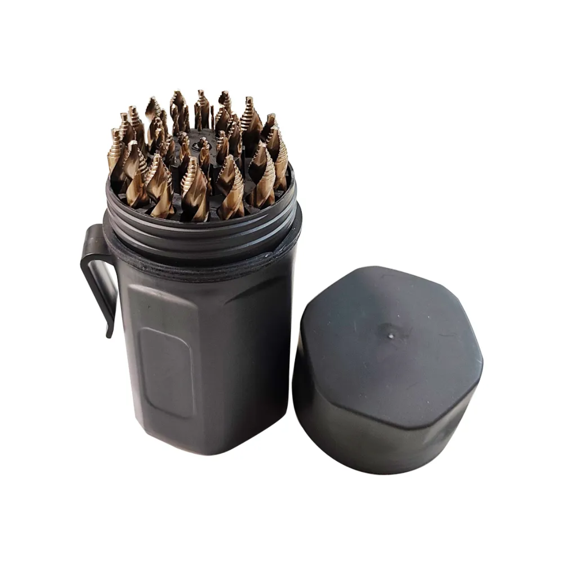29Pcs 1/16-1/2 M35 Cobalt Stepped Point Drill Bit Set Gold Oxide in Round Case for Stainless Steel Hard Metal Acrylic HSS